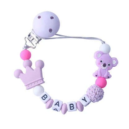 Cute Baby Pacifier Clip with Teddy Bear Crown