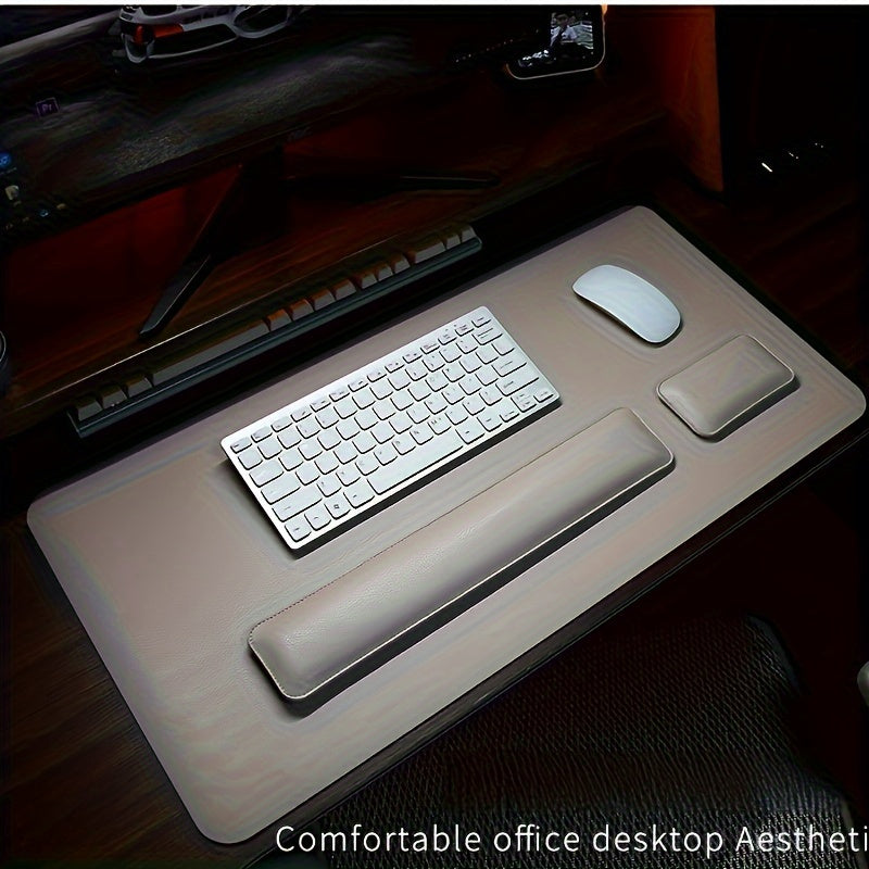 Ergonomic Desk Pad Set with Leather Wrist Rests - Halri