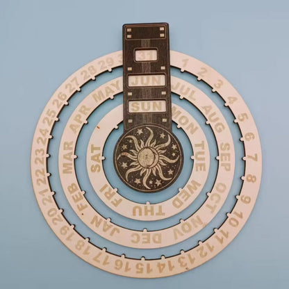 Classic Wood Round Desk Calendar