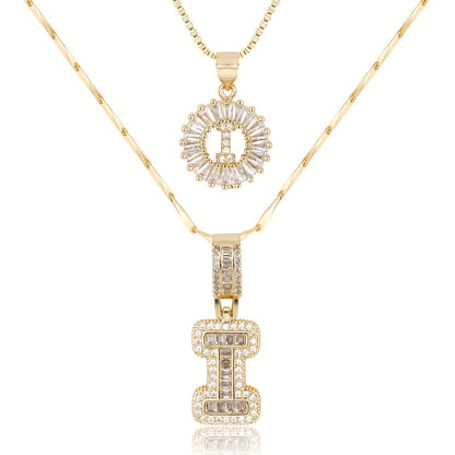Personalized 14k Gold Initial Diamond Pendants