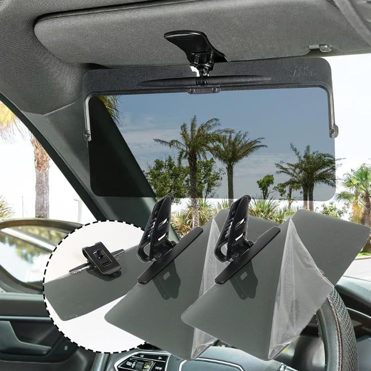 Car Sun Shade Visor with UV Glare Blocker