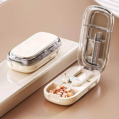 Compact Pill Box with Adjustable Cutting Guide