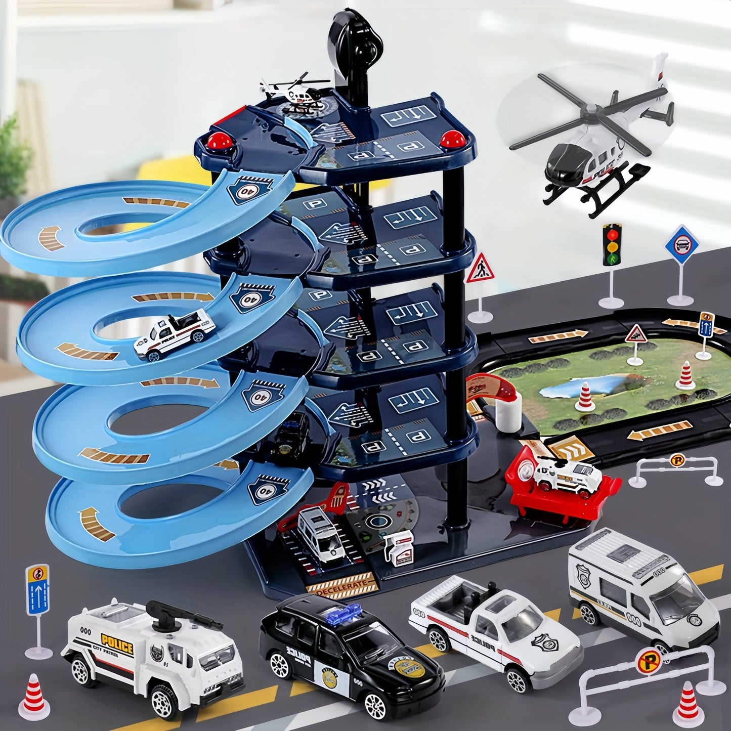 Ultimate 3D Fire Station Playset with Trucks and Signs - Halri