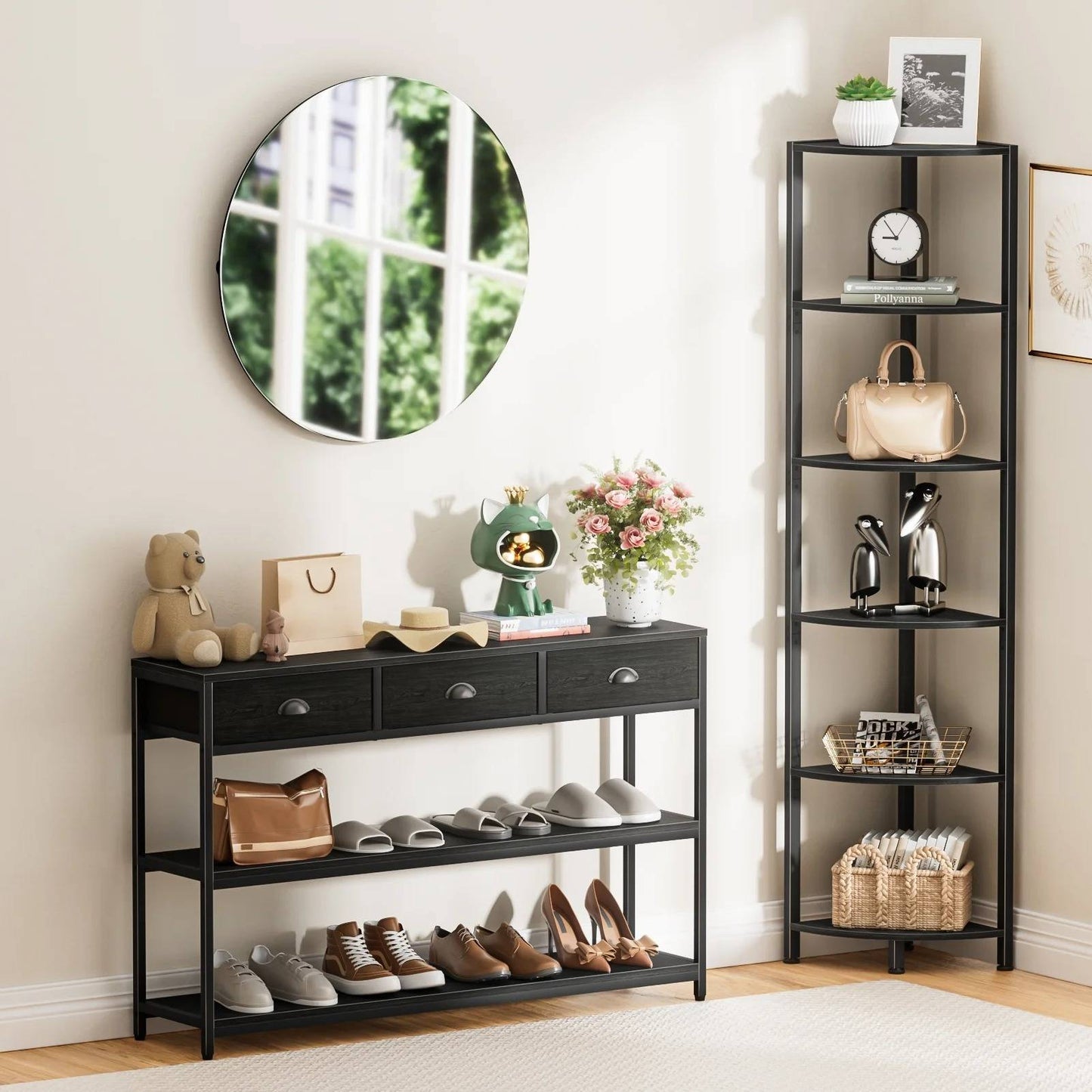 Space Saving 6-Shelf Corner Bookcase