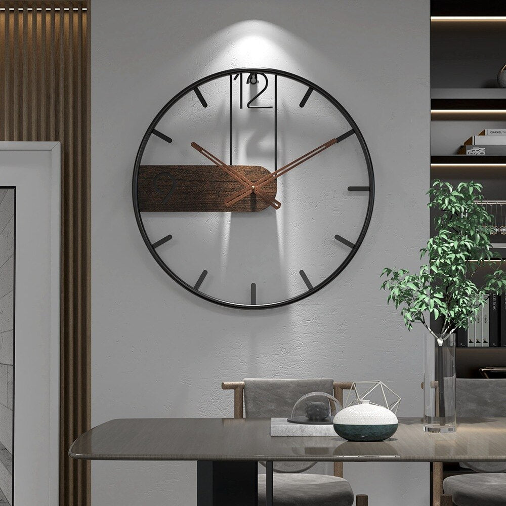 Contemporary Metal and Wood Wall Clock - Halri