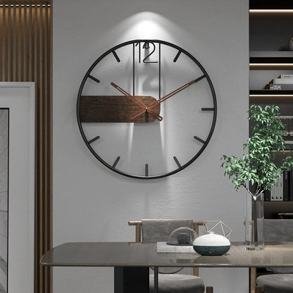 Contemporary Metal and Wood Wall Clock - Halri