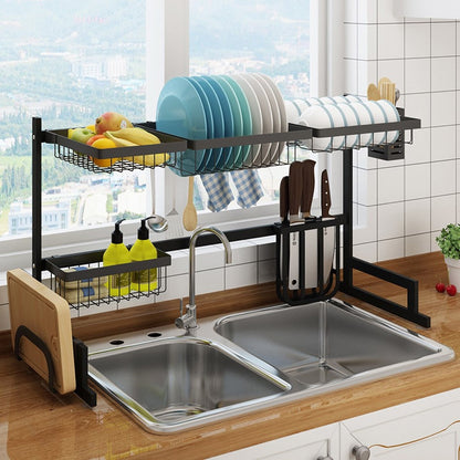 Space Saving Stainless Steel Sink Dish Rack Organizer