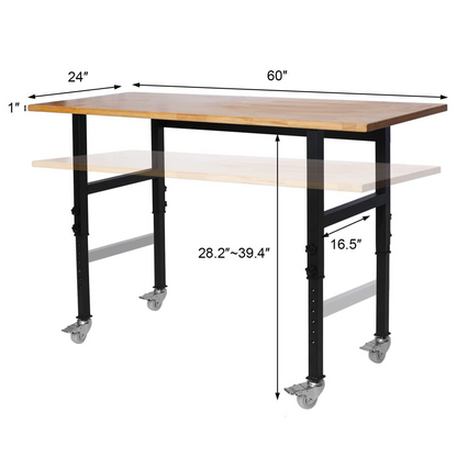 Compact Folding Workshop Mobile Bench Table