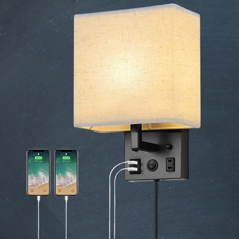 Elegant Bedroom Wall Light Sconce With 2 Free Shades