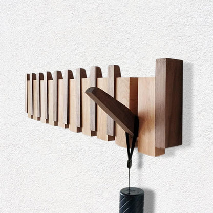 Rustic Wood Coat Rack with Strong Folding Hooks - Halri