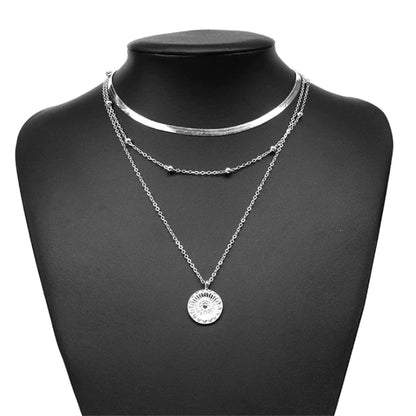 Luxurious 3 Layer Silver Chain Necklace