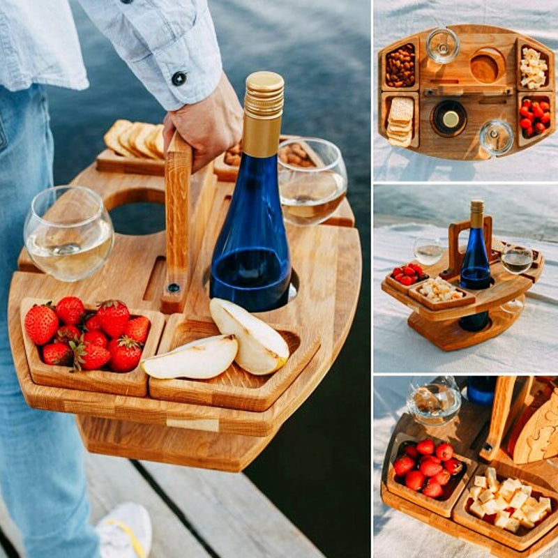 Foldable Wooden Outdoor Wine Table