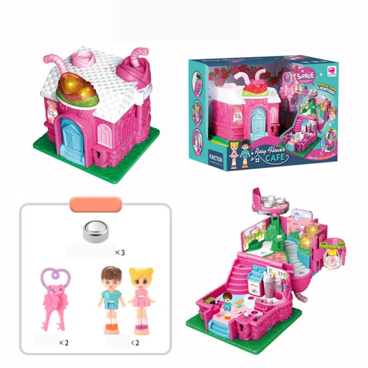 Mini Delight Dollhouse with Café and Play Rooms