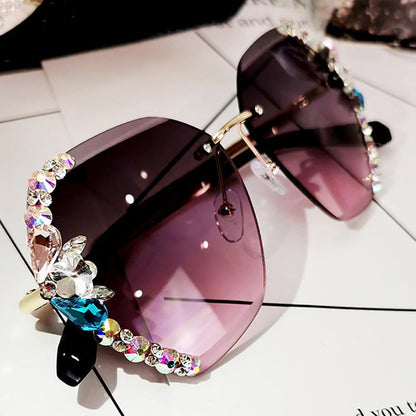 Classic Elegant Crystal Frameless Sunglasses