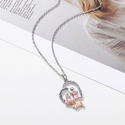 Lovely Mom Daughter Heart Necklace
