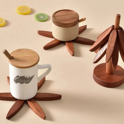 Natural Wood Coaster and Trivet Gift Set