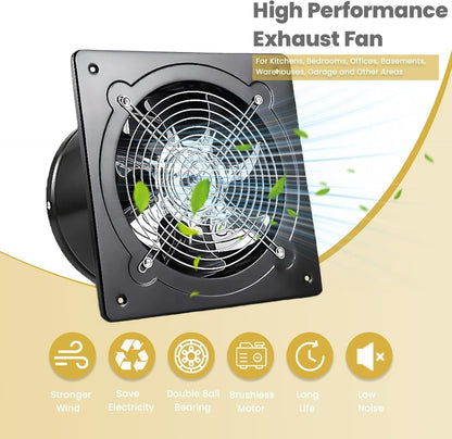 4,6,8" Industrial Axial Exhaust Fan with Square Frame and Low Noise Design