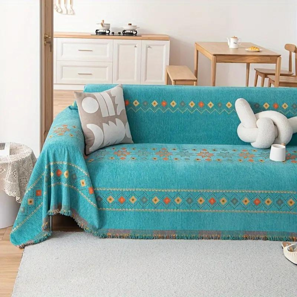Stylish Sofa Slipcover with Tassels and Grip Bottom