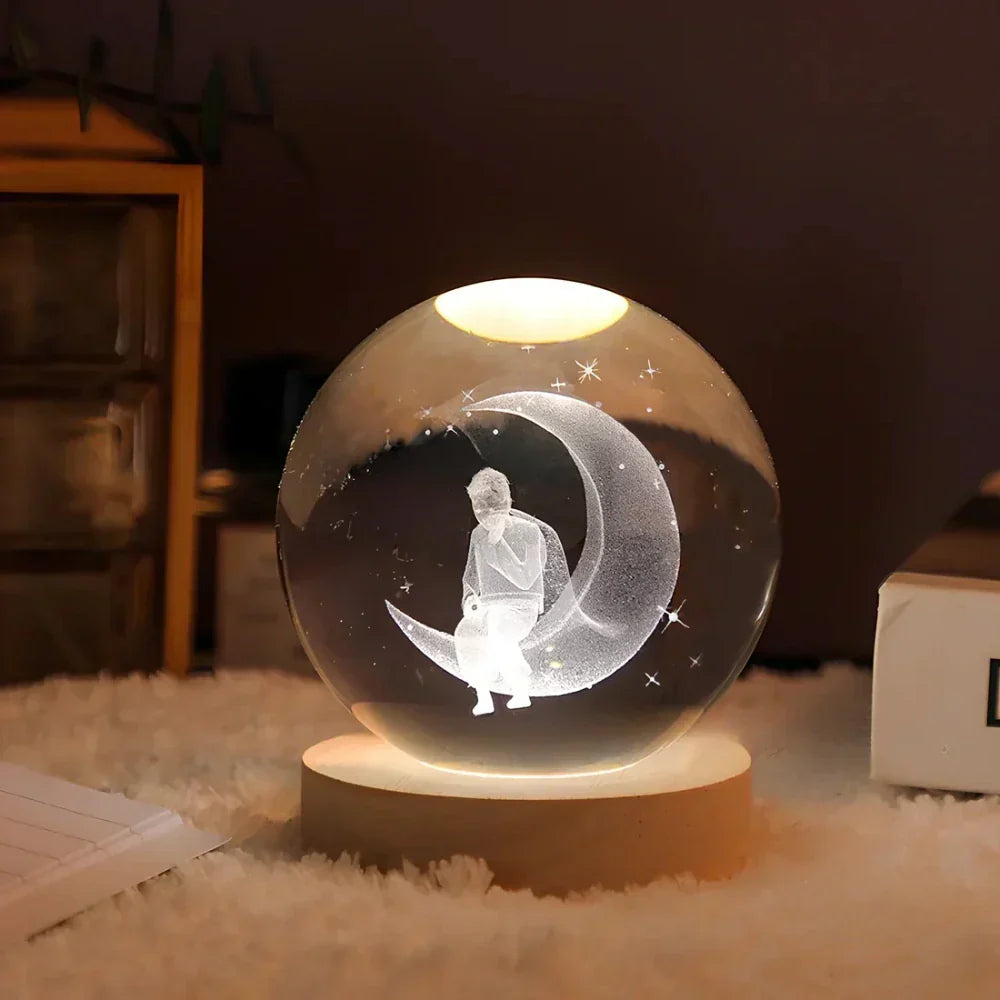 Glowing Glass Ball Table Lamp Modern Home Lighting