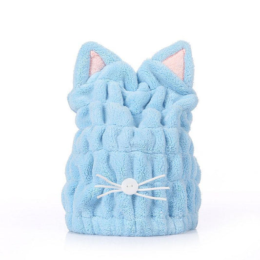 Adorable Kitty Hooded Microfiber Bath Turban - Halri