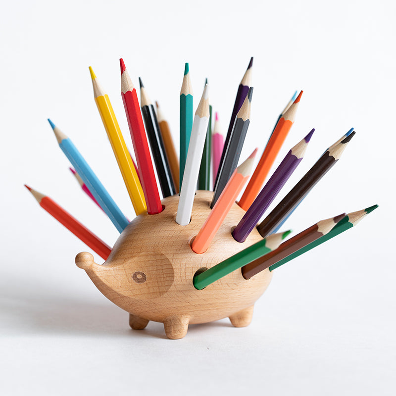 Cute Wooden Hedgehog Desk Pencil Holder - Halri