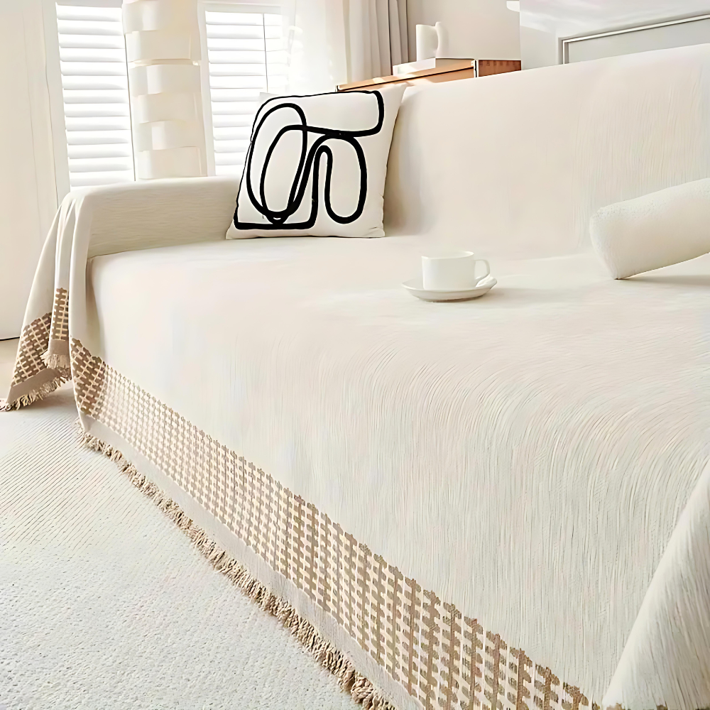 Stylish Sofa Throw Blanket with Fringe