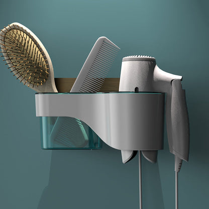 Space-Saving Bathroom Shelf with Hair Dryer Holder