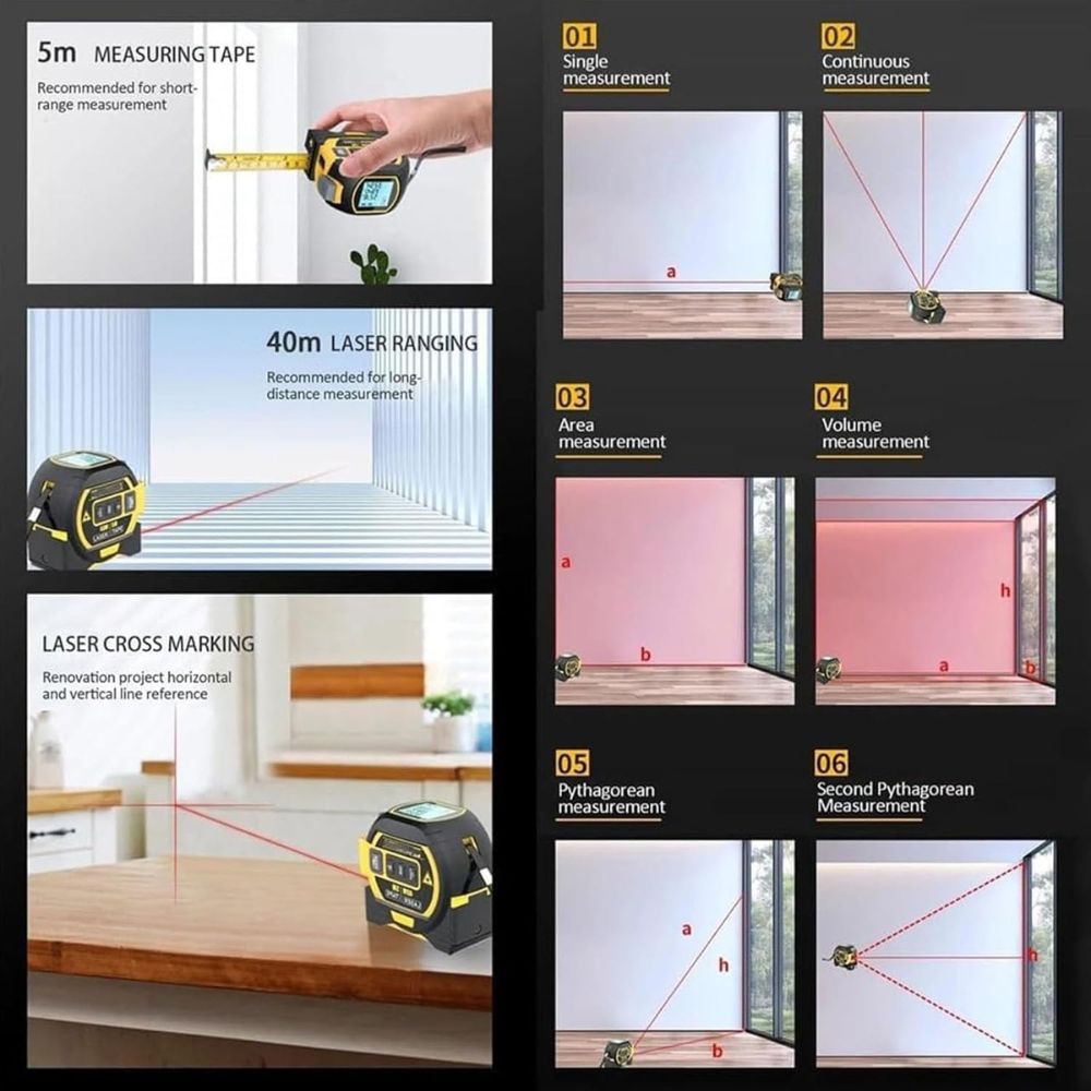 Multi Function Infrared Laser Measure Tape
