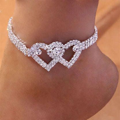 Sparkly Crystal Love Anklet