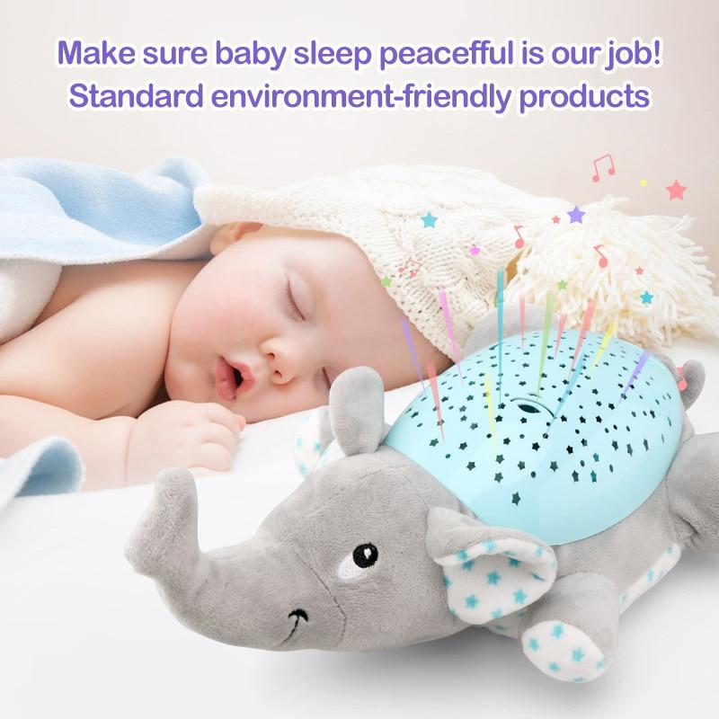 Soft Baby Night Light Plush Toy with Music and Stars