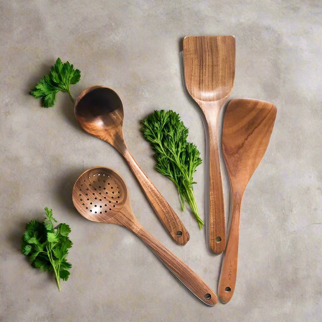 Eco Friendly Teak Wooden Kitchen Utensil Set