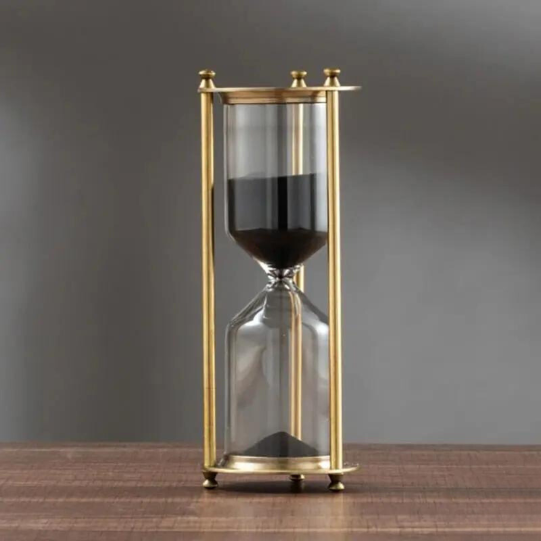 Vintage Brass Hourglass with Purple Sand - Halri
