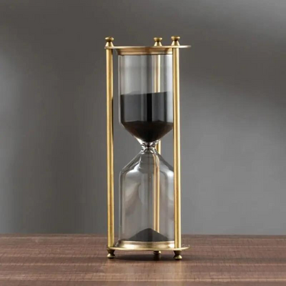 Vintage Brass Hourglass with Purple Sand - Halri