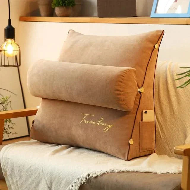 Contour Back Support Cushion with Built-In Neck Rest