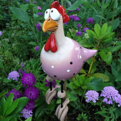 Colorful Yard Chicken Figurine Garden Decoration