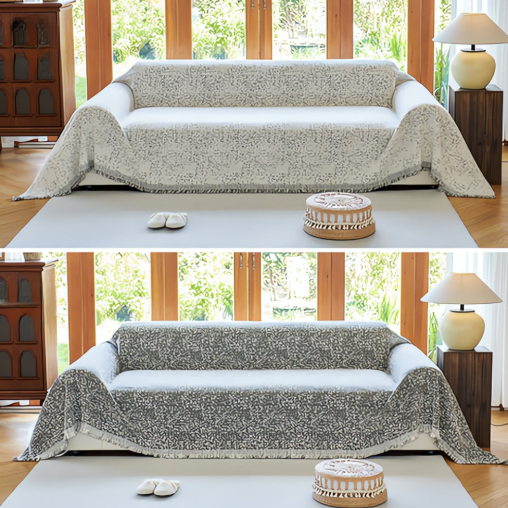 Stylish Sofa Slipcover Gray Bohemian Pattern