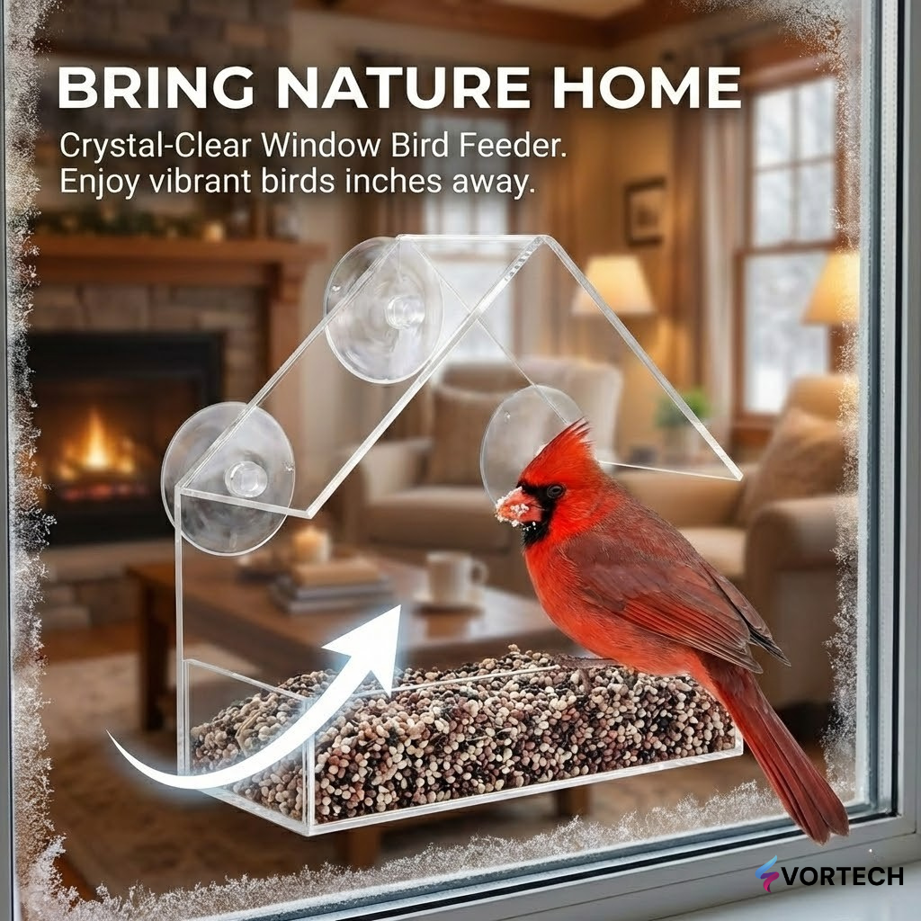 Clear Window Bird Feeder with Camera Mount