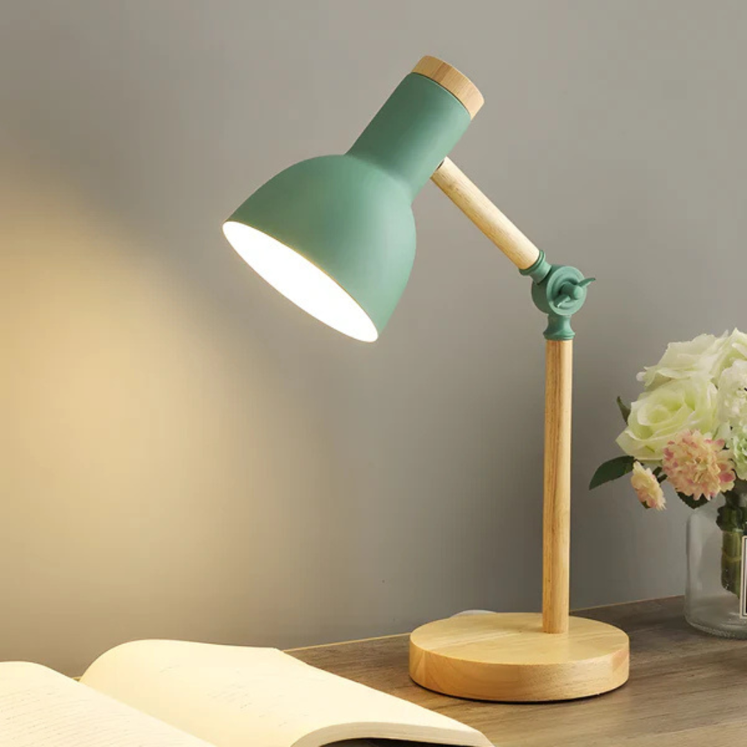 Modern Wooden Desk Lamp with Adjustable Arm - Halri