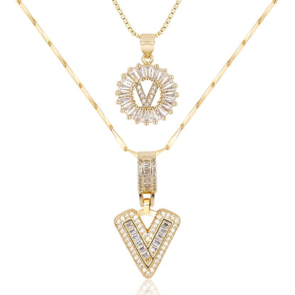 Personalized 14k Gold Initial Diamond Pendants