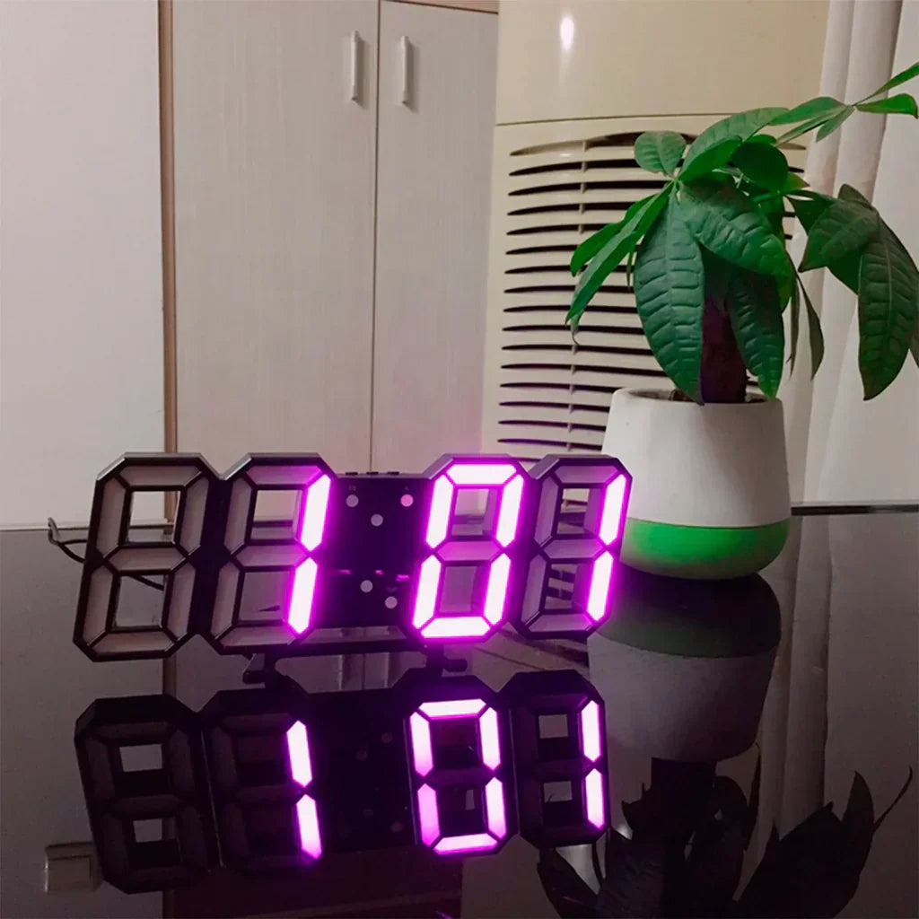 Modern 3D LED Digital Wall Clock with Bright Lighting