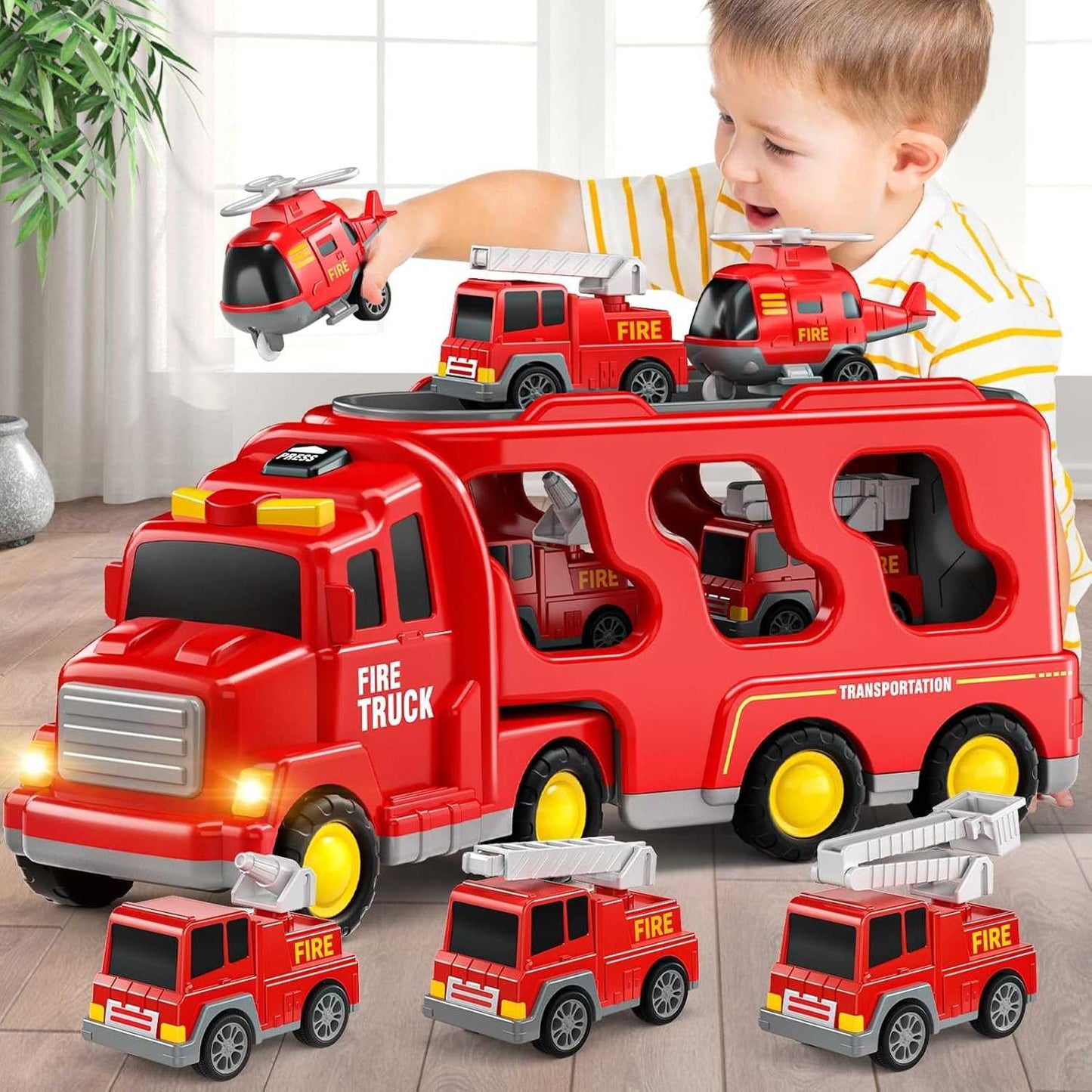 Ultimate 5-in-1 Fire Truck Toy with Lights and Sounds - Halri