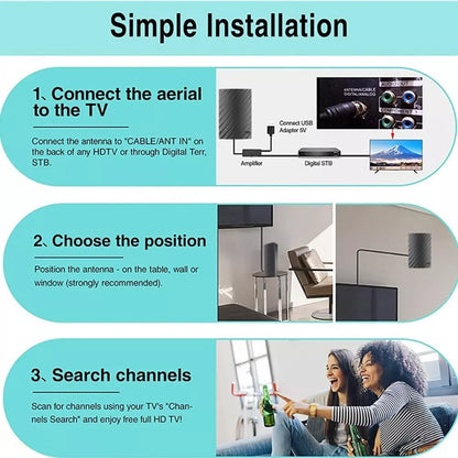 Ultra HD Indoor TV Antenna for Clear 4K Reception