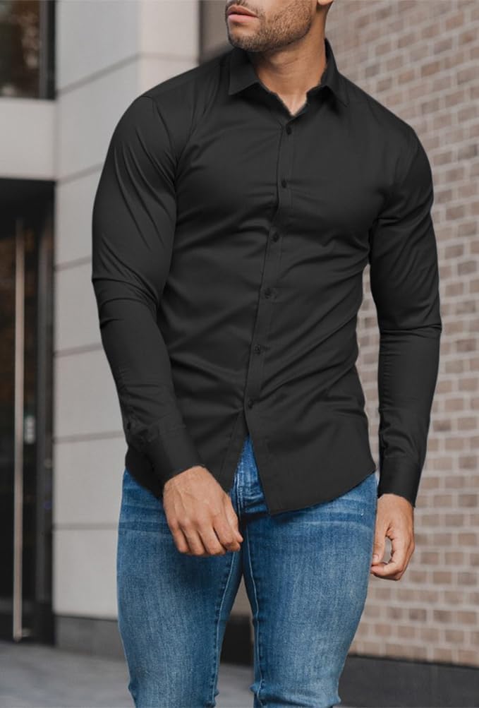 Comfortable Fit Mens Stretch Dress Shirt