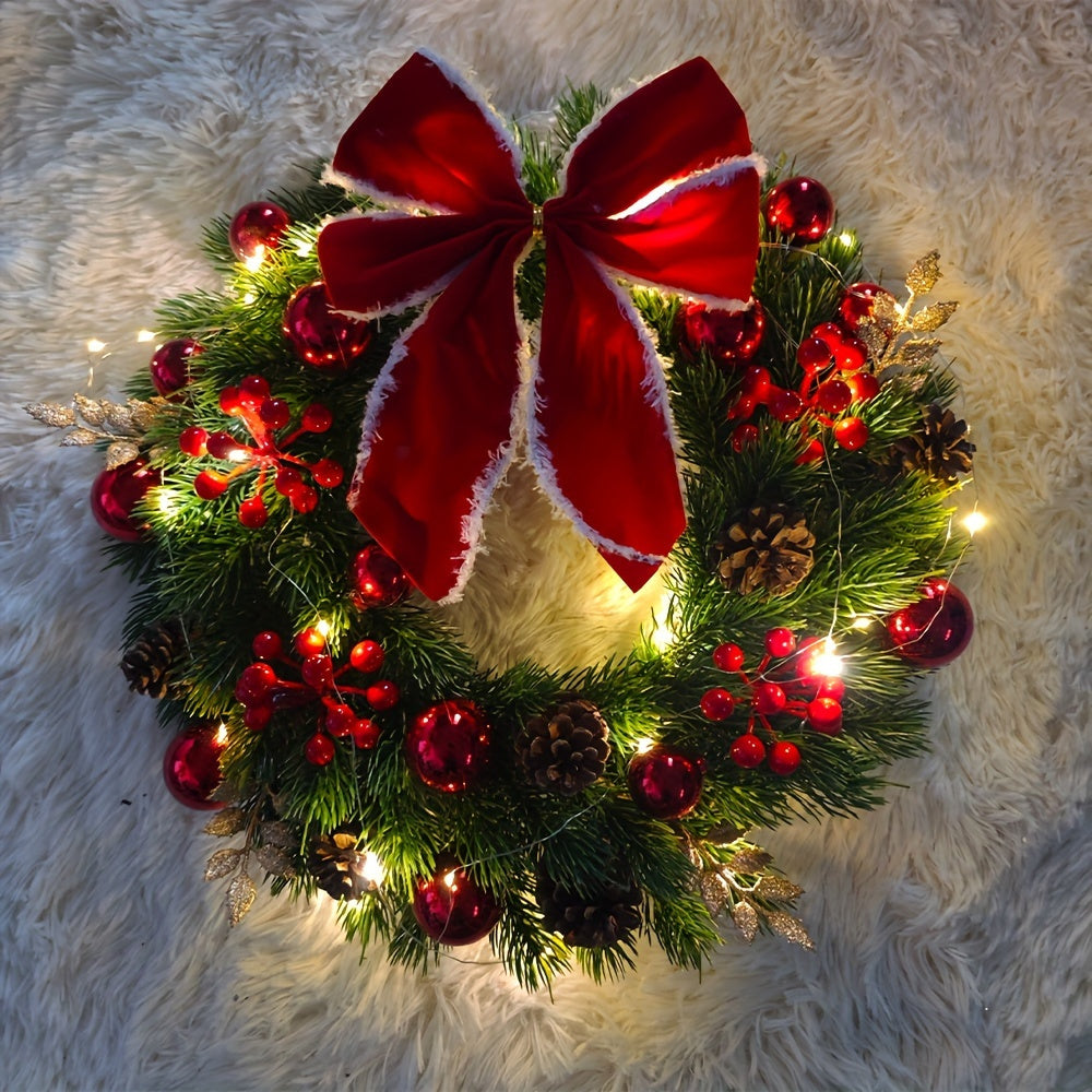 Traditional Holiday Wreath for Front Door Decoration - Halri