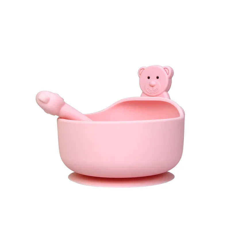 Soft Silicone Baby Feeding Bowl with Spoon Set