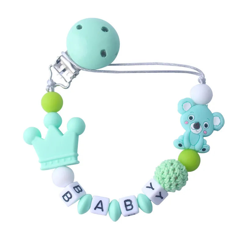 Cute Baby Pacifier Clip with Teddy Bear Crown