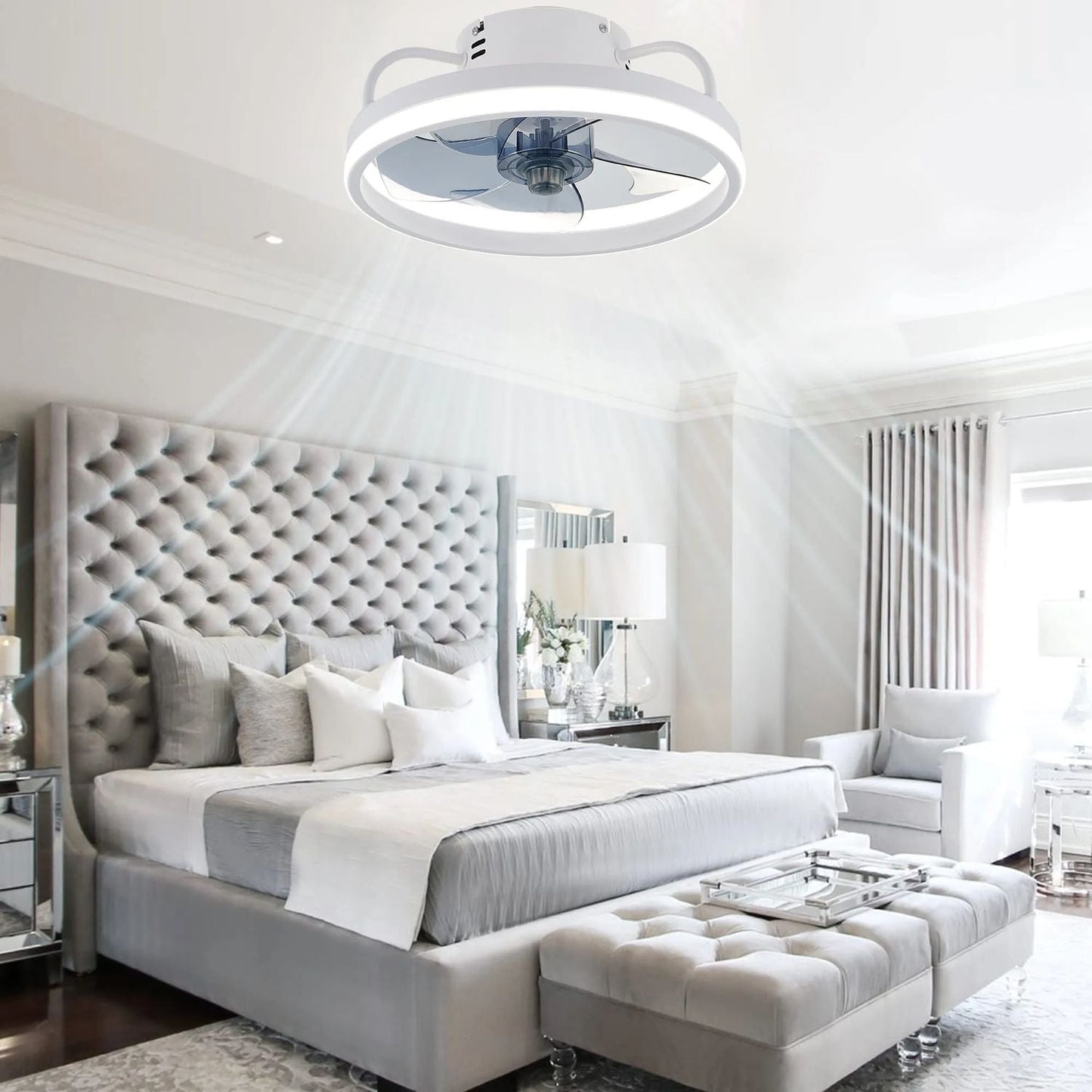 55W Multipurpose Ceiling Fan with LED Light and Remote Control, 3000K-6500K Dimmable