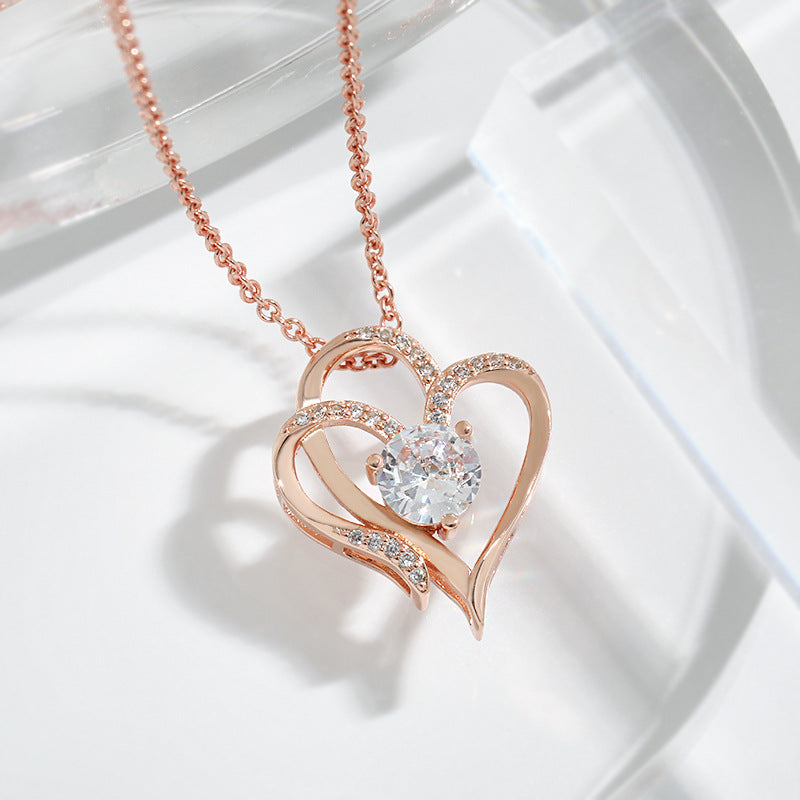 Sparkling Heart Diamond Pendant Necklace - Halri