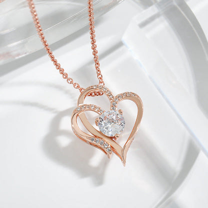 Sparkling Heart Diamond Pendant Necklace - Halri