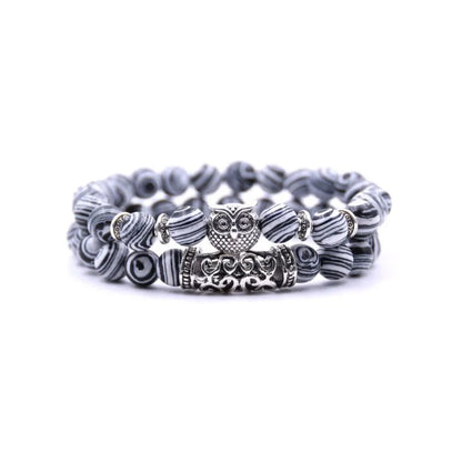 Nature Inspired Owl Bead Stone Bracelet